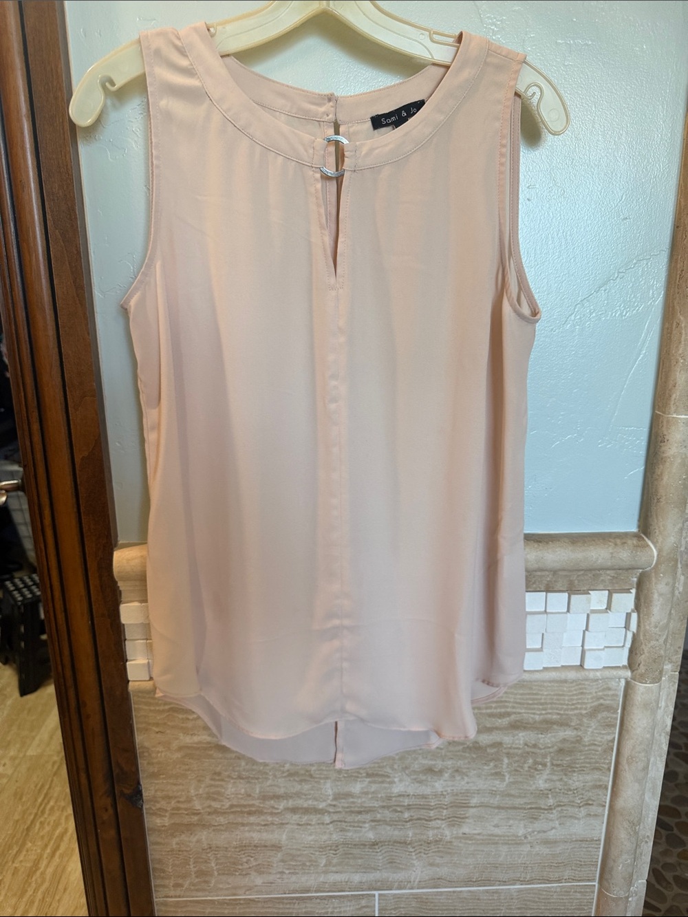 Sami & Jo Blush Pink Ring-Accent Sleeveless Camisole
